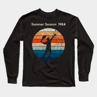 Summer Season 1984 Retro Tennis Outdoor Sports Retro Sunset Design Long Sleeve T-Shirt